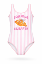 Costume intero Cara per bambina MC2 Saint Barth Kids rosa con design a righe CARA003 03320L MC2 ST. BARTH KIDS 