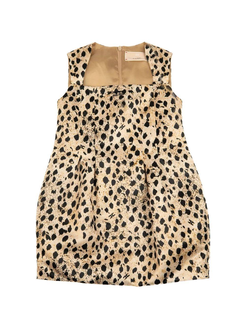 Abito per bambina Elisabetta Franchi La Mia Bambina beige con stampa animalier EFAB6720RAE02 D464 ElISABETTA FRANCHI KIDS 