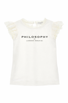 T-shirt per bambina Philosophy di Lorenzo Serafini Kids bianca con logo sul davanti I1G600 7201 0001 PHILOSOPHY KIDS 