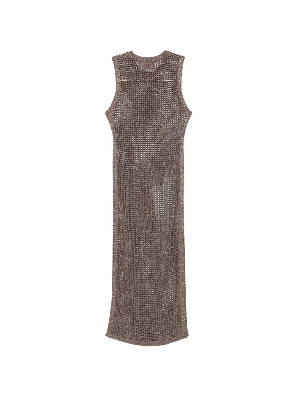 Abito lungo da donna Eileen MC2 Saint Barth marrone a maglia traforata EIE0001 09459L MC2 ST. BARTH 