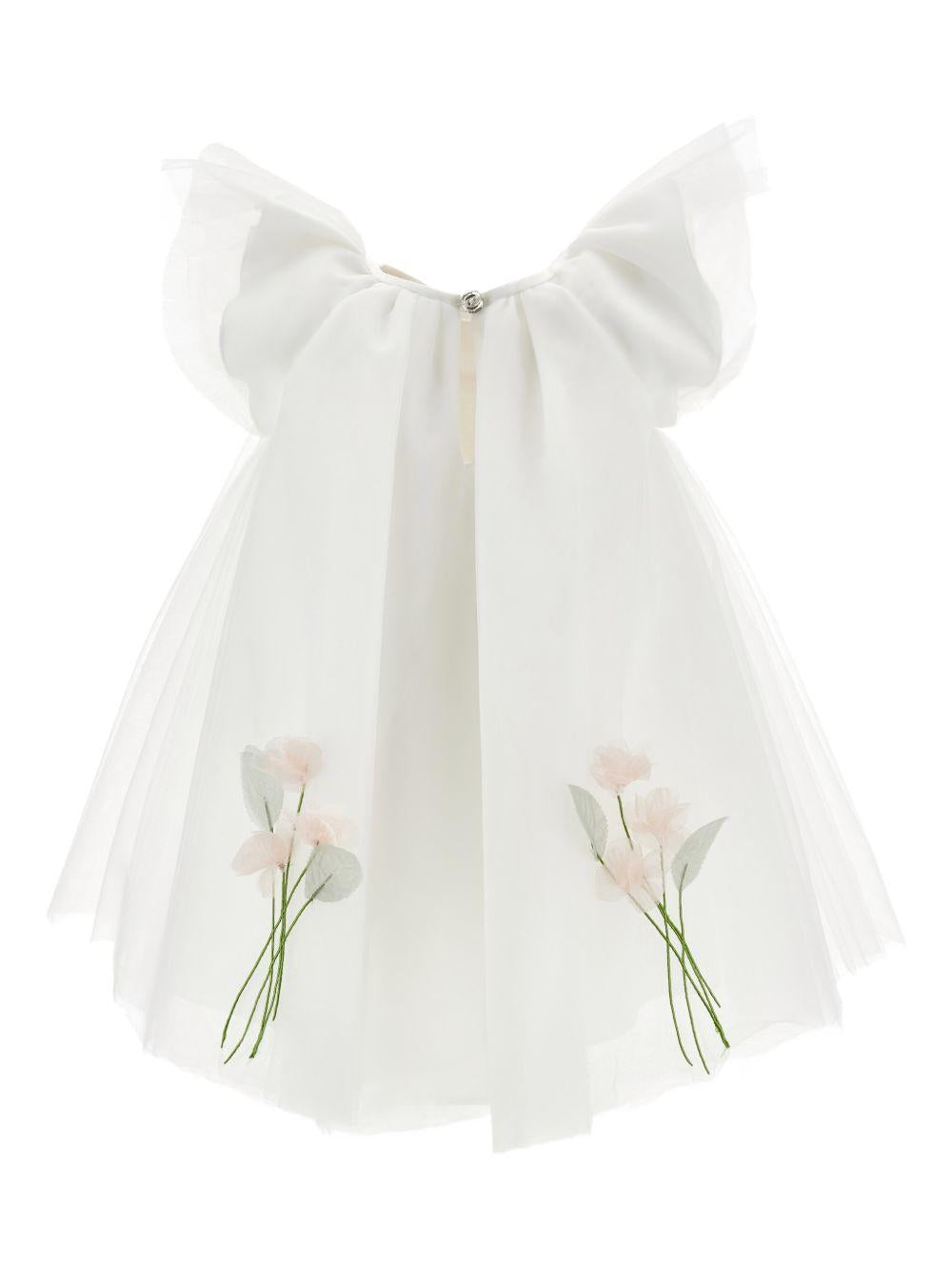 Abito per neonata Monnalisa bianco con dettaglio fiori 73G904 7747 0001 MONNALISA KIDS 