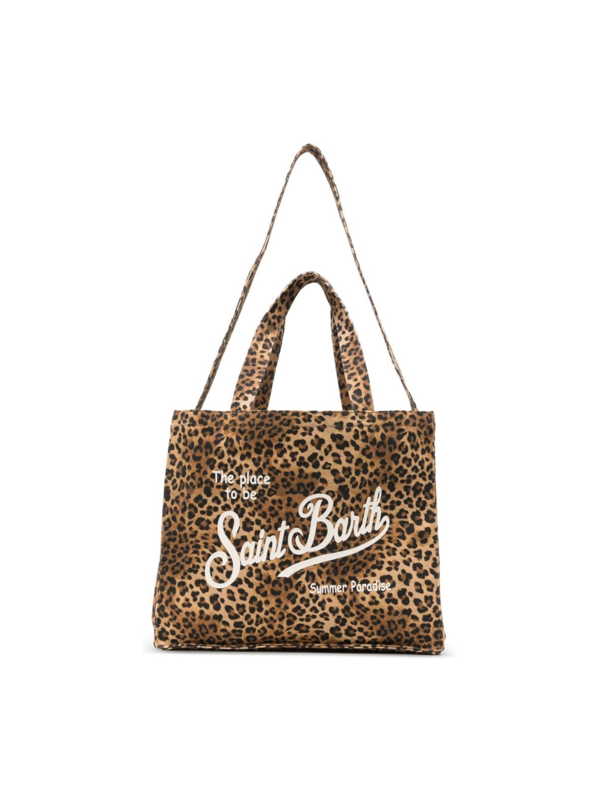 Borsa tote Essential Bag N MC2 Saint Barth marrone con stampa animalier e logo stampato EBAGN007 00653L MC2 ST. BARTH KIDS 
