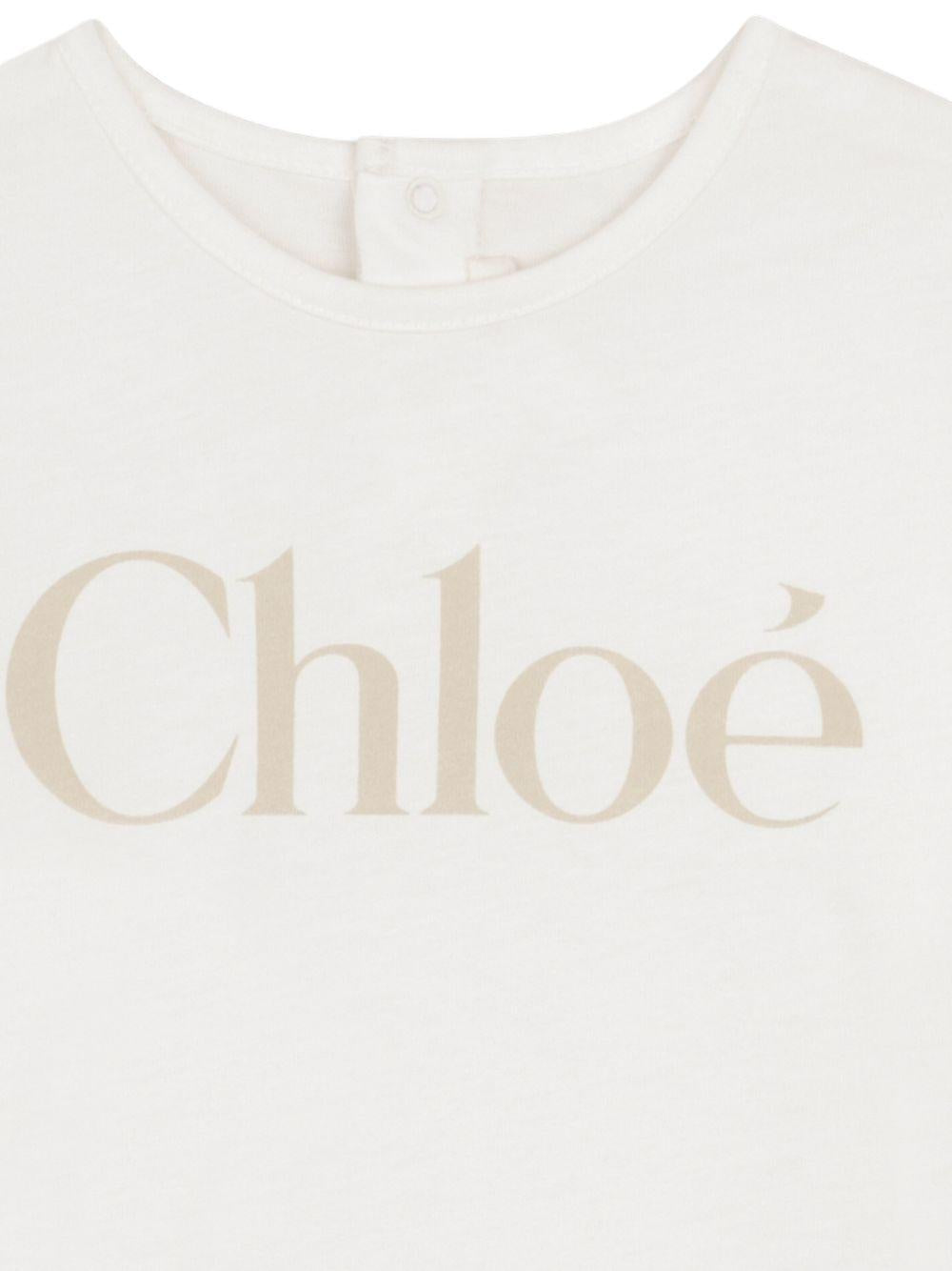 T-shirt per neonata Chloé Kids bianca con scritta logo C20910 117 CHLOE' KIDS 