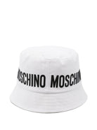 Cappello bucket per bambini Moschino Kids bianco con stampa logo HUY003LOA00 10101 MOSCHINO KIDS 