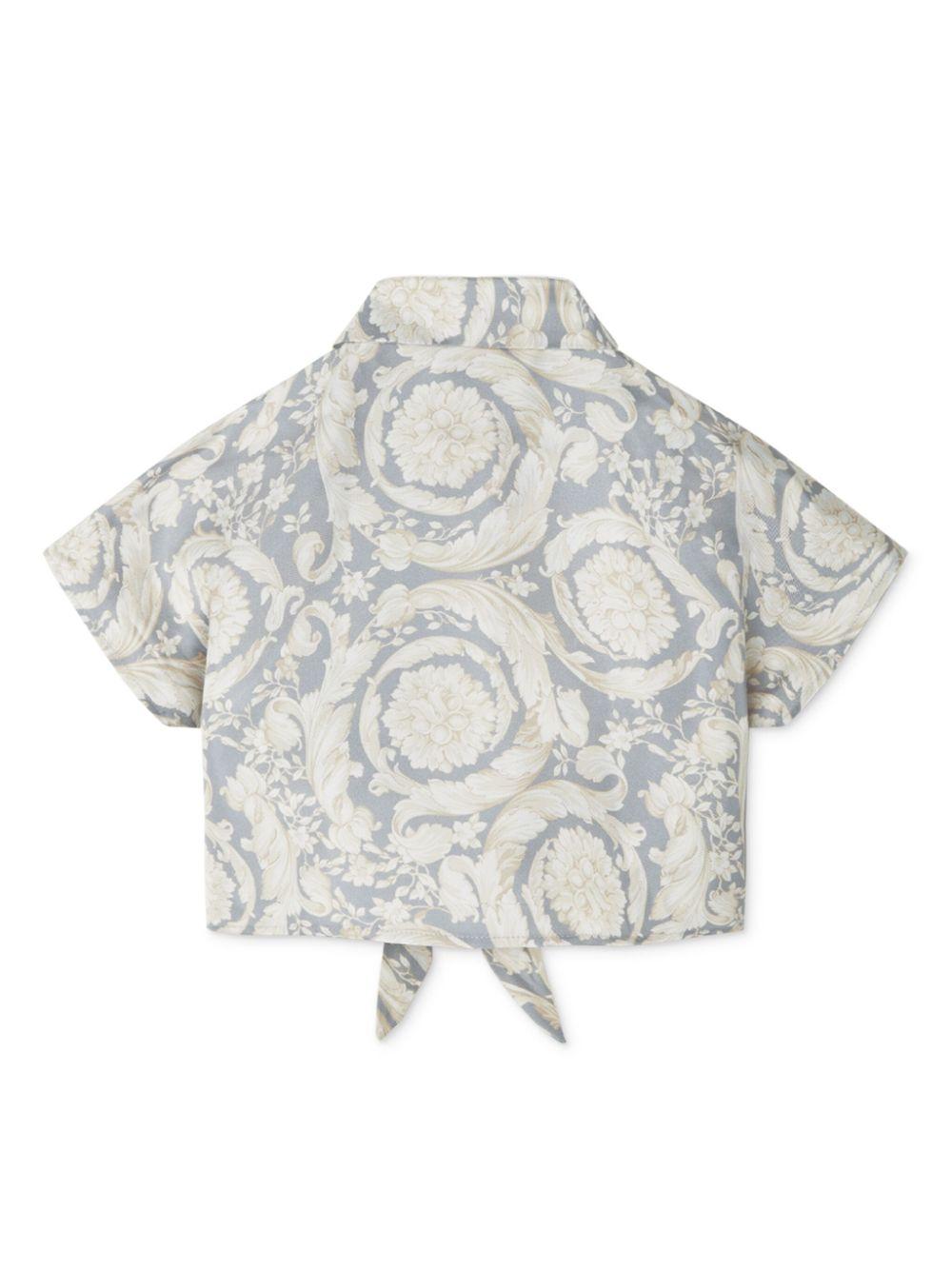 Camicia per bambina Versace Kids grigio in stile Barocco con nodo 10185131A11195 5E340 VERSACE KIDS 