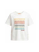 T-shirt per bambino Missoni Kids bianca con stampa zigzag MZ8H11 Z3672 102 MISSONI KIDS 