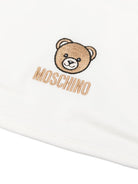 Set cappello e bavaglino per neonato Moschino Kids bianco con ricamo Teddy Bear MRY03ELAA23 10063 MOSCHINO KIDS 