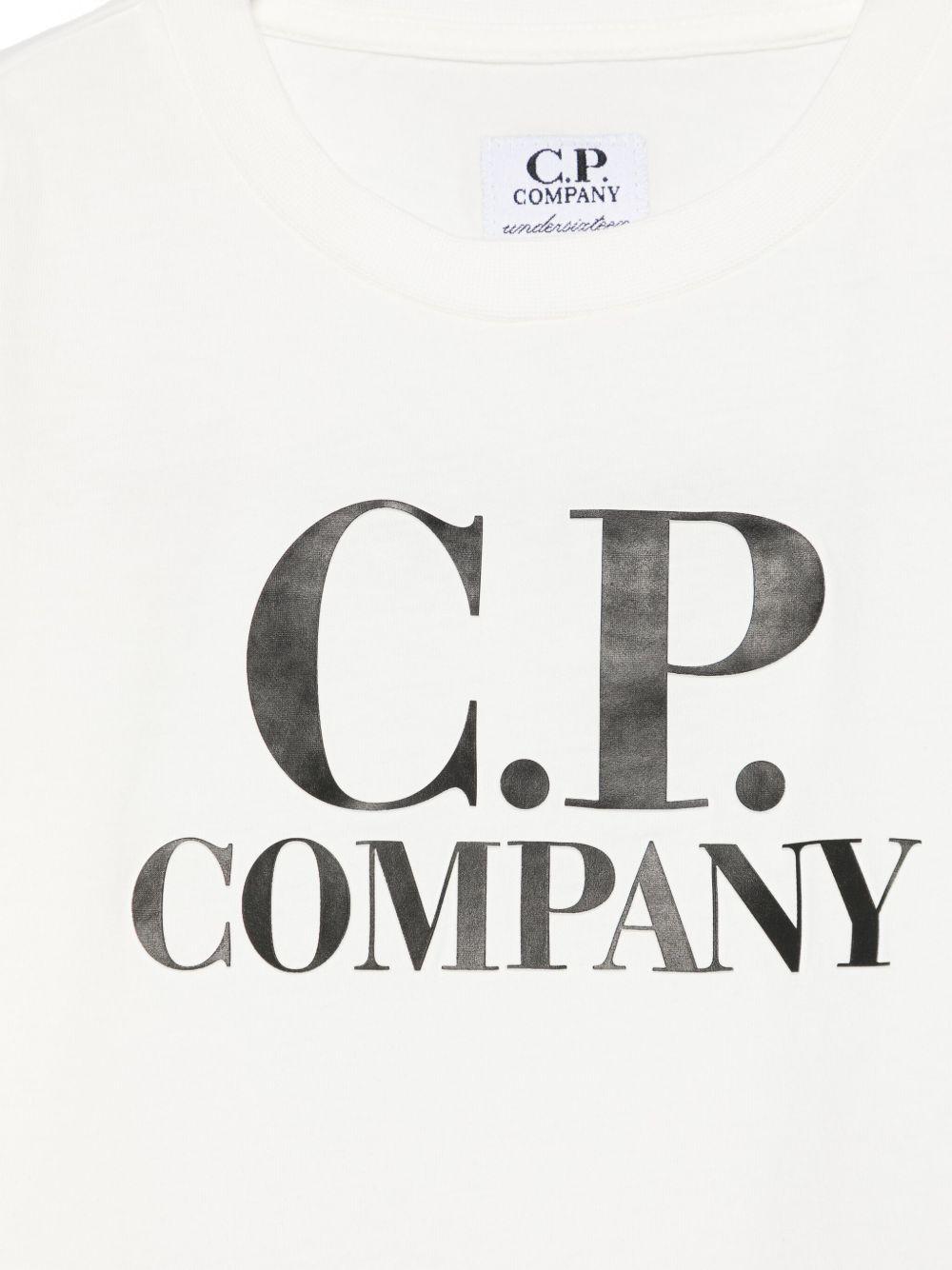 T-shirt con applicazione per bambino C.P. Company Kids bianco con girocollo C9M008LAA17 10135 C.P.COMPANY KIDS 