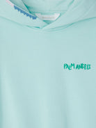Felpa con cappuccio per bambino Palm Angels Kids azzurro con logo sul petto PBBB012S25FLE001 4055 PALM ANGELS KIDS 