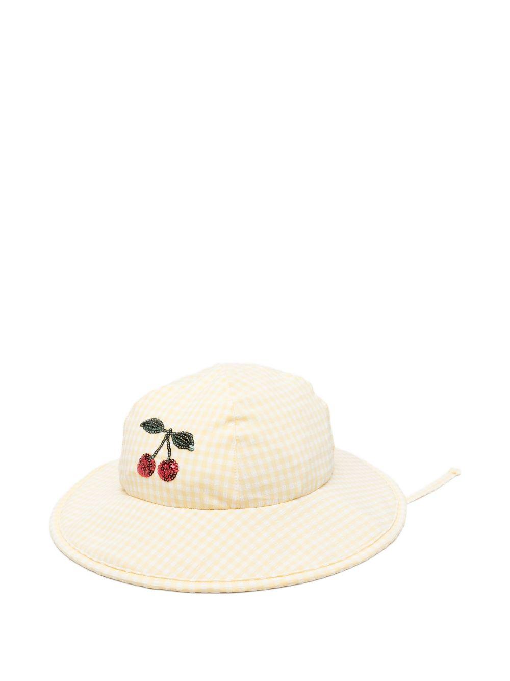 Cappello per bambina Konges Sløjd giallo con motivo a quadri KS104788 CHECK KONGES SLOJD 