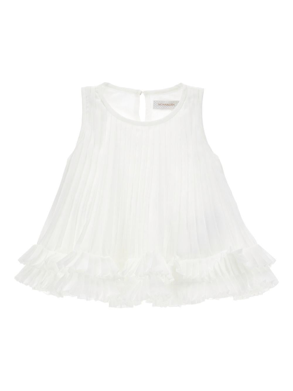 T-shirt per bambina Monnalisa bianco con design plissettato 71G305 7364 0001 MONNALISA KIDS 