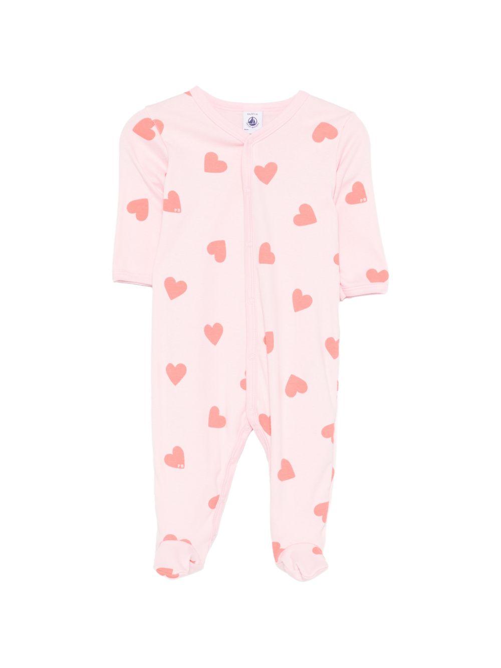 Tutina per neonata Petit Bateau rosa con stampa a cuori all-over A0FAZ 01 PETIT BATEAU KIDS 
