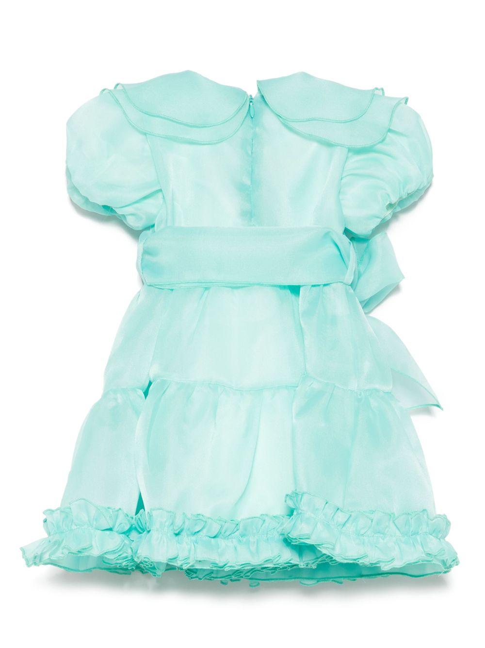 Abito per neonata A'lapage verde acquamarina con ruches AL22 TIFFANY A'LAPAGE 