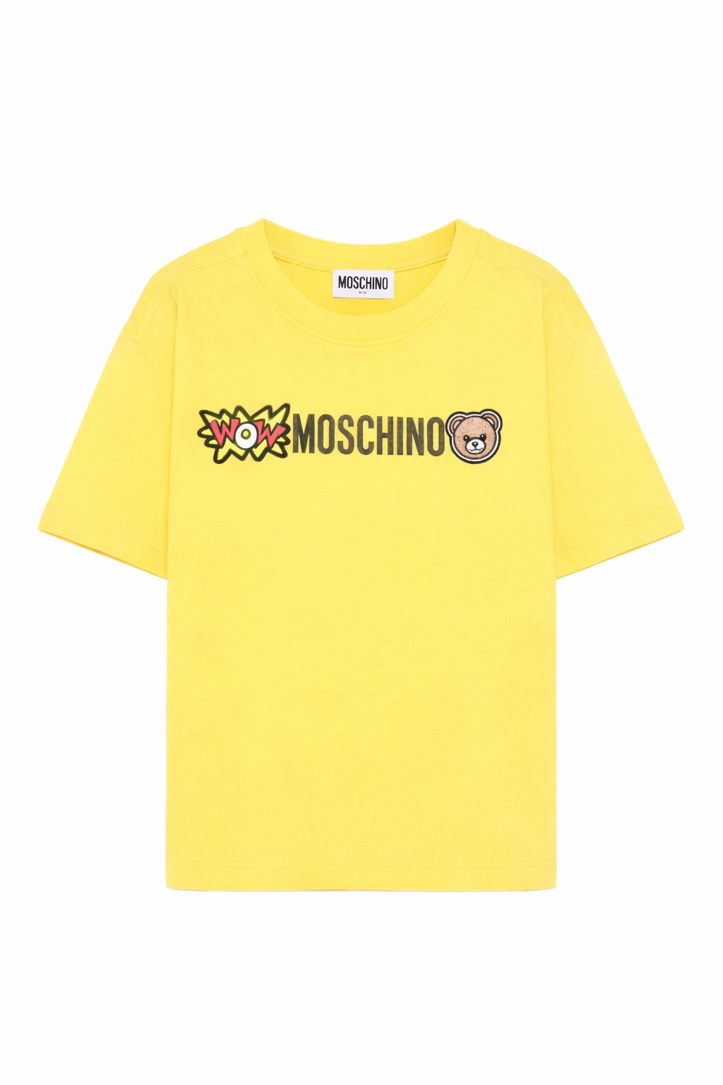 T-shirt per bambini Moschino Kids gialla con logo sul davanti HUM05QLAA24 50577 MOSCHINO KIDS 