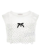 T-shirt per bambina Monnalisa bianca a pois 11G302 7201 9950 MONNALISA KIDS 