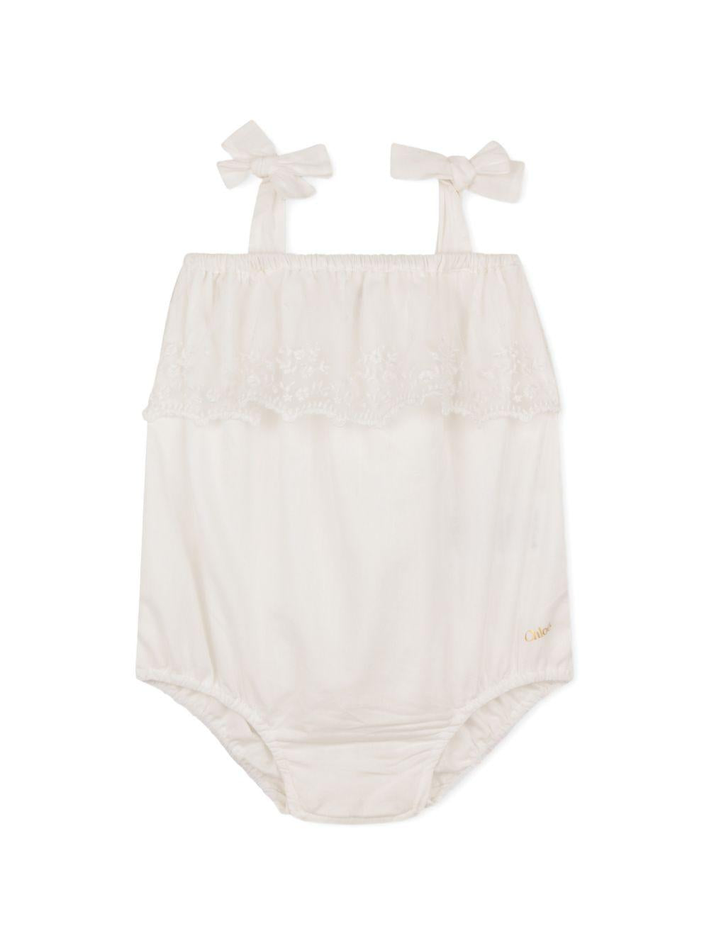 Set tutina e capellino per neonata Chloé Kids bianco con finiture in pizzo C20930 117 CHLOE' KIDS 