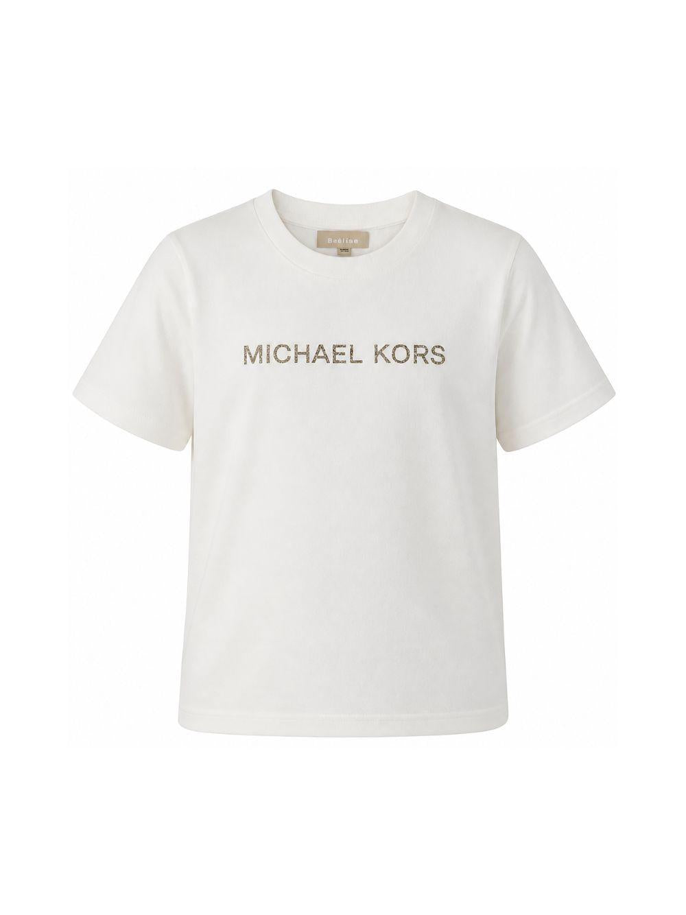 T-shirt per bambina Michael Kors Kids bianca con dettaglio logo R30602 117 MICHAEL KORS KIDS 