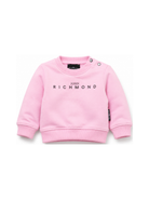 Felpa per neonata John Richmond Kids rosa con dettaglio logo sul davanti RIA26023FE PINK BEGONIA JOHN RICHMOND KIDS 