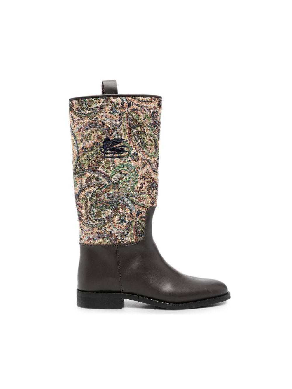 Stivali per bambina Etro Kids marroni con stampa paisley e motivo Pegaso GZ0A26 U0284 107MC ETRO KIDS 