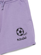 Shorts per bambino Mini Rodini viola con ricamo pallone da calcio 26230130 PURPLE MINI RODINI KIDS 