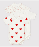Set di tre body per neonati Petit Bateau bianco con maniche corte A04O7 00 PETIT BATEAU KIDS 
