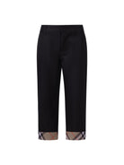 Pantaloni per bambino Burberry Kids neri con dettaglio con caratteristico motivo Vintage Check 8117171 A1189 BURBERRY KIDS 