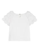 T-shirt per bambina Chloé Kids bianca con maniche a ruches C20853 117 CHLOE' KIDS 