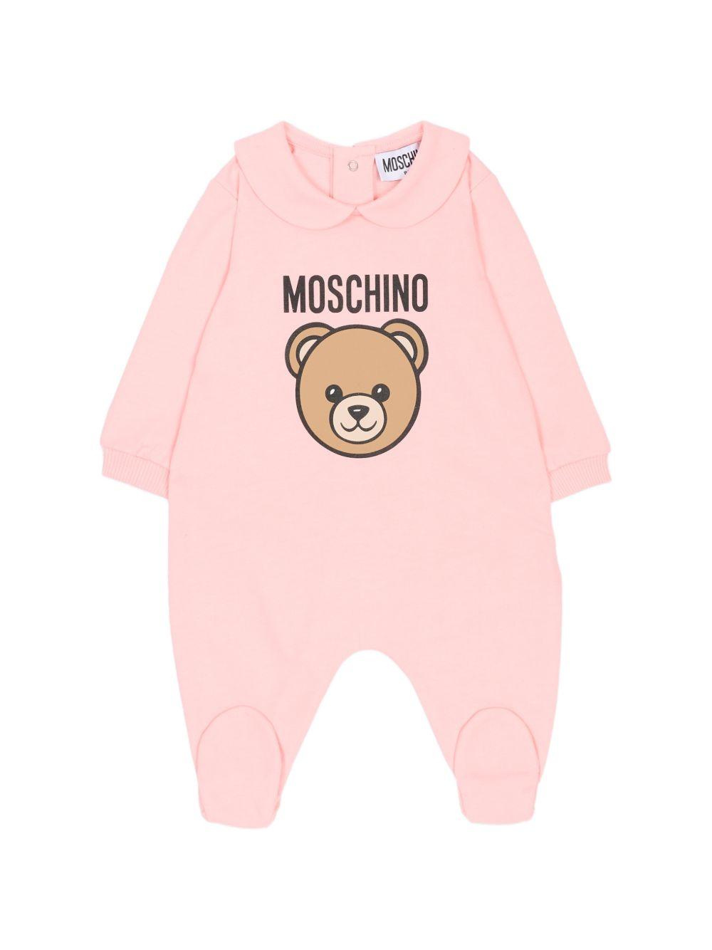 Tutina per neonato Moschino Kids rosa con stampa Teddy Bear MUY098LCA19 50209 MOSCHINO KIDS 