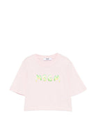T-shirt per bambina MSGM Kids rosa modello crop S6MSJGTH002 MS076 MSGM KIDS 