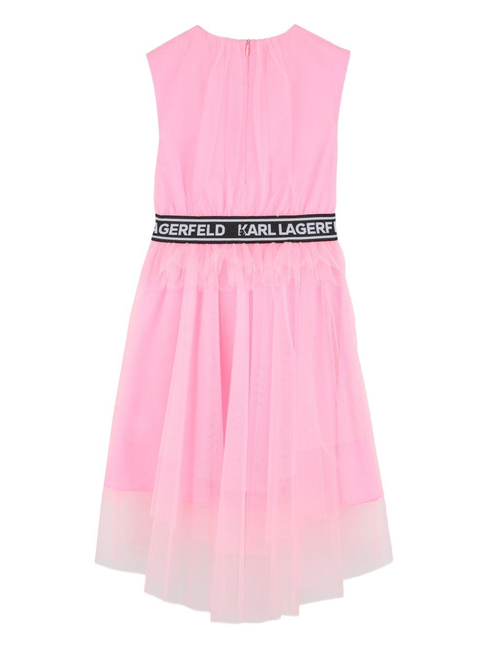 Abito per bambina Karl Lagerfeld Kids rosa con banda logo Z31147 462 KARL LAGERFELD KIDS 