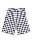 Bermuda per bambino Il Gufo bianco e blu a quadri con vita con coulisse elasticizzata P25PB180C3162 497 IL GUFO KIDS 