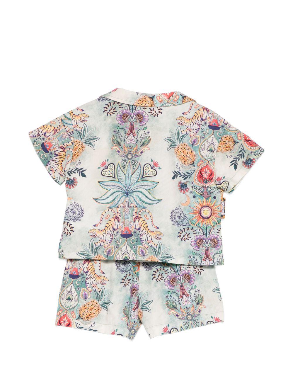 Camicia con shorts per neonato Just Cavalli Kids multicolore a fiori (2 pezzi)<BR/> JIP26115CE TR.GARDEN ROBERTO CAVALLI KIDS 