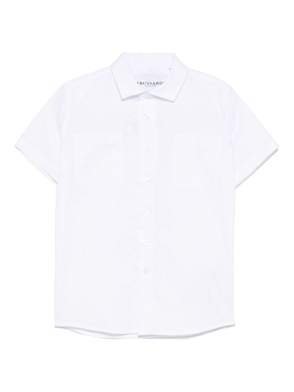 T-shirt per bambino Trussardi Junior bianco con stampa logo sul retro e targhetta TBP25050CA WHITE TRUSSARDI JUNIOR 