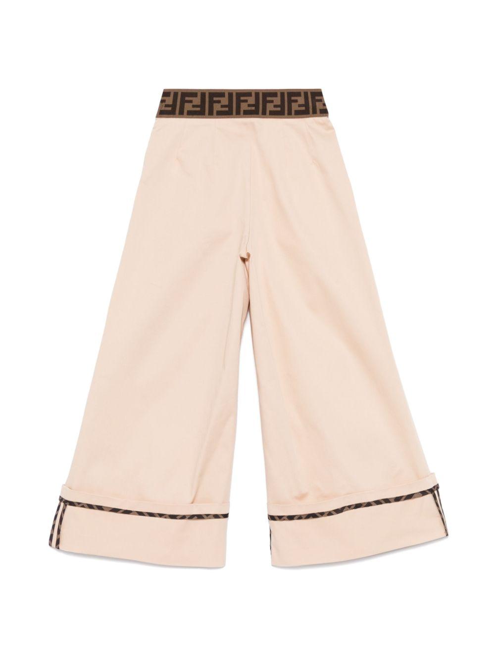 Pantaloni per bambina Fendi Kids beige modello svasato JFF350 ADEH F1P2P FENDI KIDS 