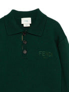 Maglione per bambino Fendi Kids verde con logo ricamato JMG128 AUKU F0E3J FENDI KIDS 