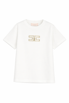 T-shirt per bambina Elisabetta Franchi La Mia Bambina bianca con dettaglio logo EFTS2610JE006 0115 ElISABETTA FRANCHI KIDS 