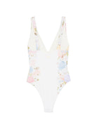 Costume intero per donna MC2 Saint Barth bianco con stampa floreale MAVI001 03508L MC2 ST. BARTH 