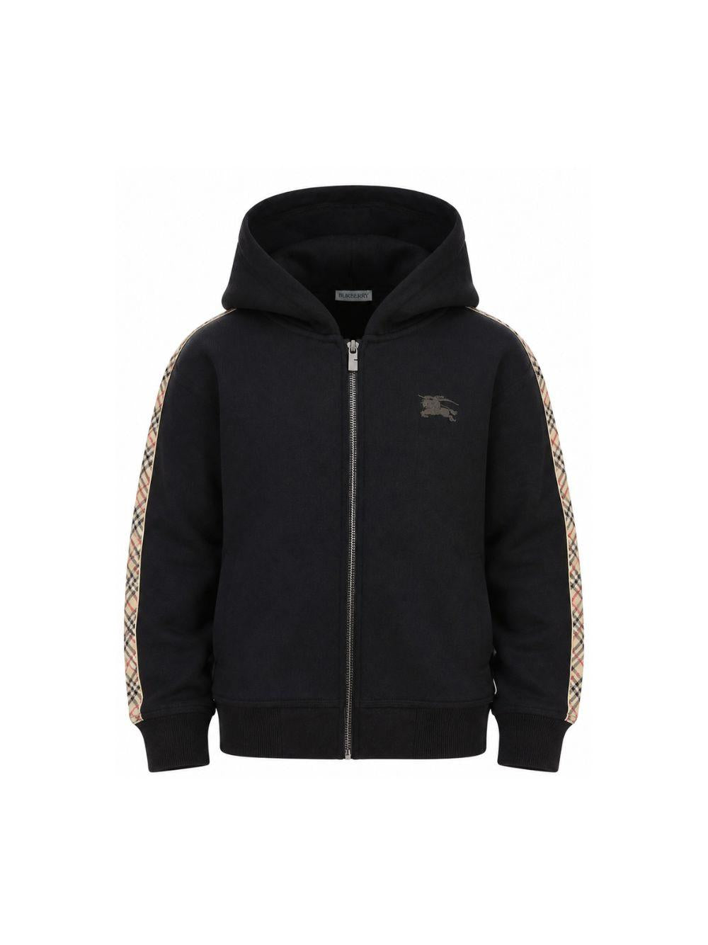 Felpa per bambini Burberry Kids nera con logo ricamato e zip 8108062 A1189 BURBERRY KIDS 
