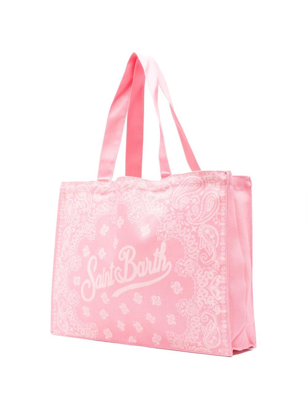 Borsa tote Essential Bag N MC2 Saint Barth rosa con stampa paisley e logo stampato EBAGN006 09194L MC2 ST. BARTH KIDS 