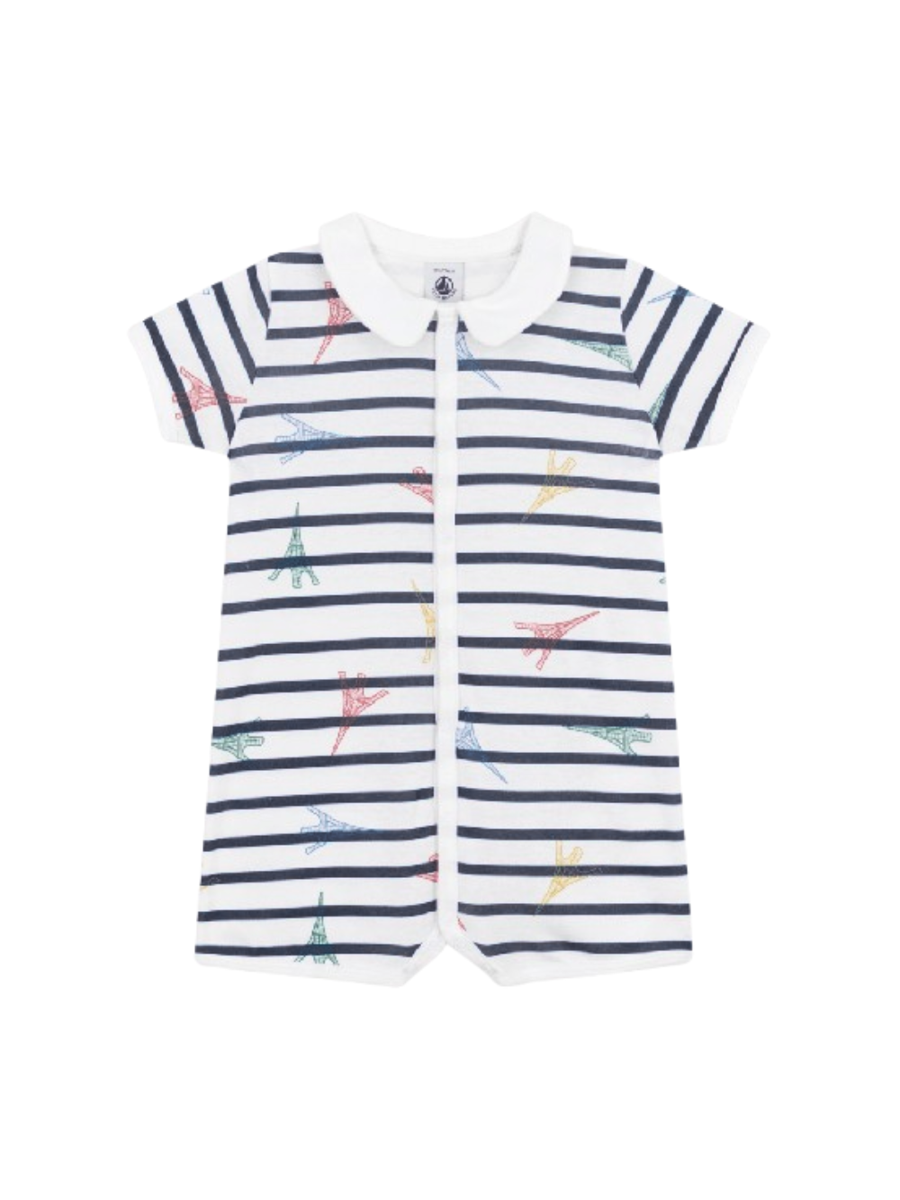 Tutina per neonati Petit Bateau bianco con fantasia grafica all-over A0DE7 01 PETIT BATEAU 