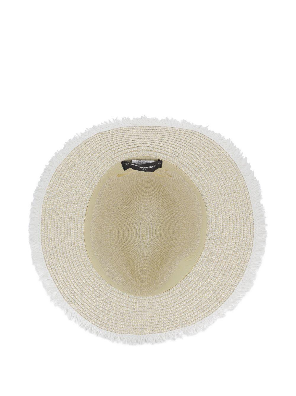 Cappello per bambina Karl Lagerfeld Kids bianco a righe sfilacciato Z31199 Z40 KARL LAGERFELD KIDS 