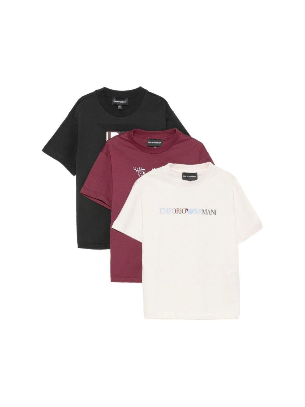 Set di tre t-shirt per bambino Emporio Armani Kids multicolore con logo sul davanti EB001363 AF16162 MZ978 EMPORIO ARMANI KIDS 