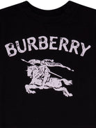 T-shirt per neonato Burberry Kids Equestrian Knight Design nero con stampa logo 8121190 A1189 BURBERRY KIDS 