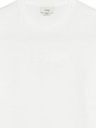 T-shirt per bambino Fendi Kids bianca con logo sul davanti JUI202 7AJ F0TU9 FENDI KIDS 