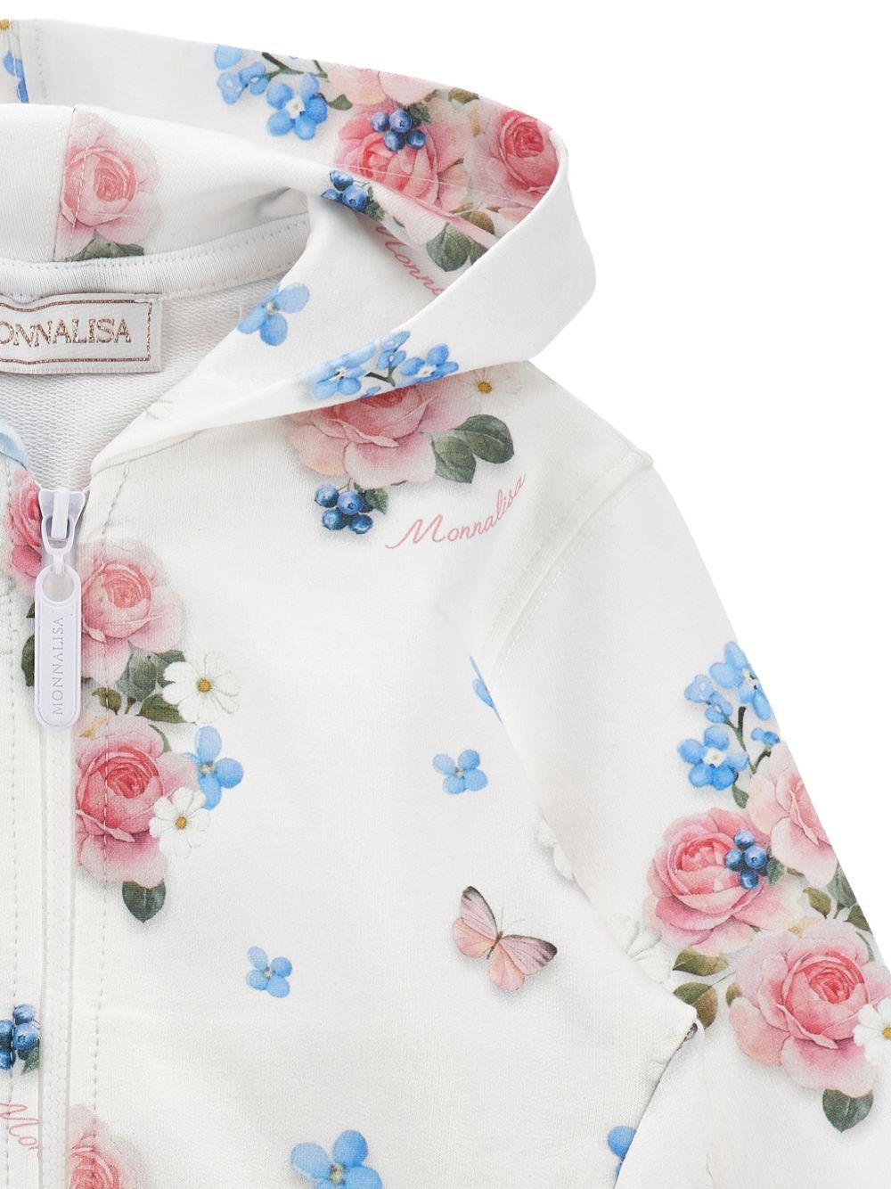 Felpa per neonata Monnalisa bianca con stampa a fiori  all-over 39G801 7003 0099 MONNALISA KIDS 
