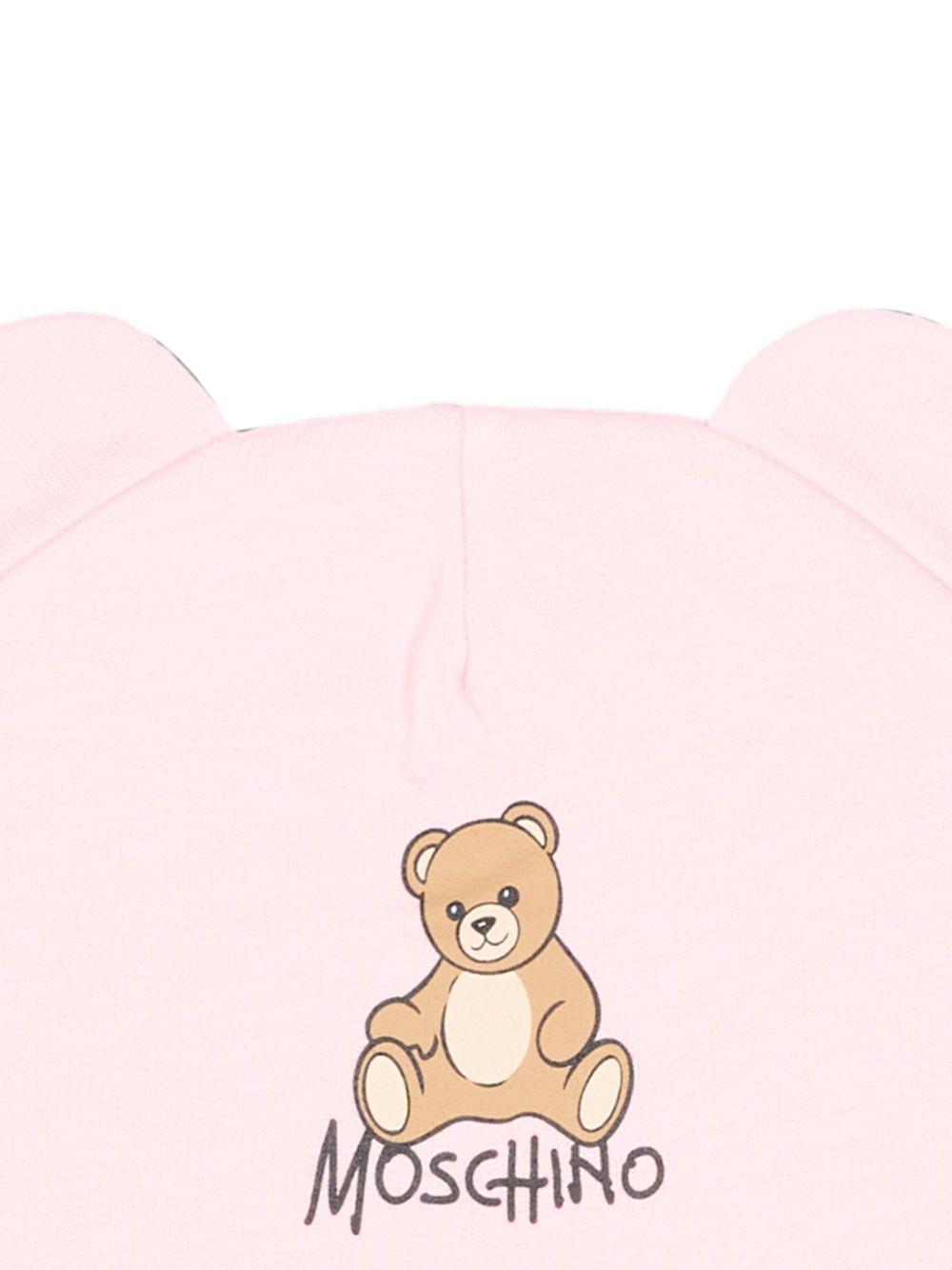Berretto per neonati Moschino Kids rosa con motivo Teddy bear MMX05HLCA40 50209 MOSCHINO KIDS 