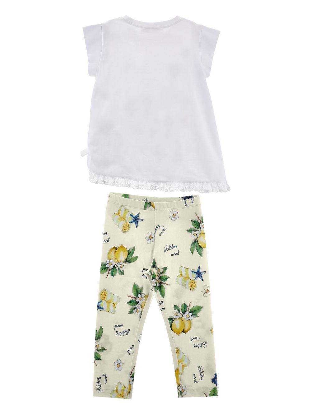 Set t-shirt e pantaloni per bambina Monnalisa multicolore con stampa grafica limoni 19G506RU 7032 9914 MONNALISA KIDS 