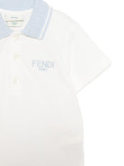 Polo baby per neonato Fendi Kids bianco con orlo dritto BMI257 AVP F1RAX FENDI KIDS 