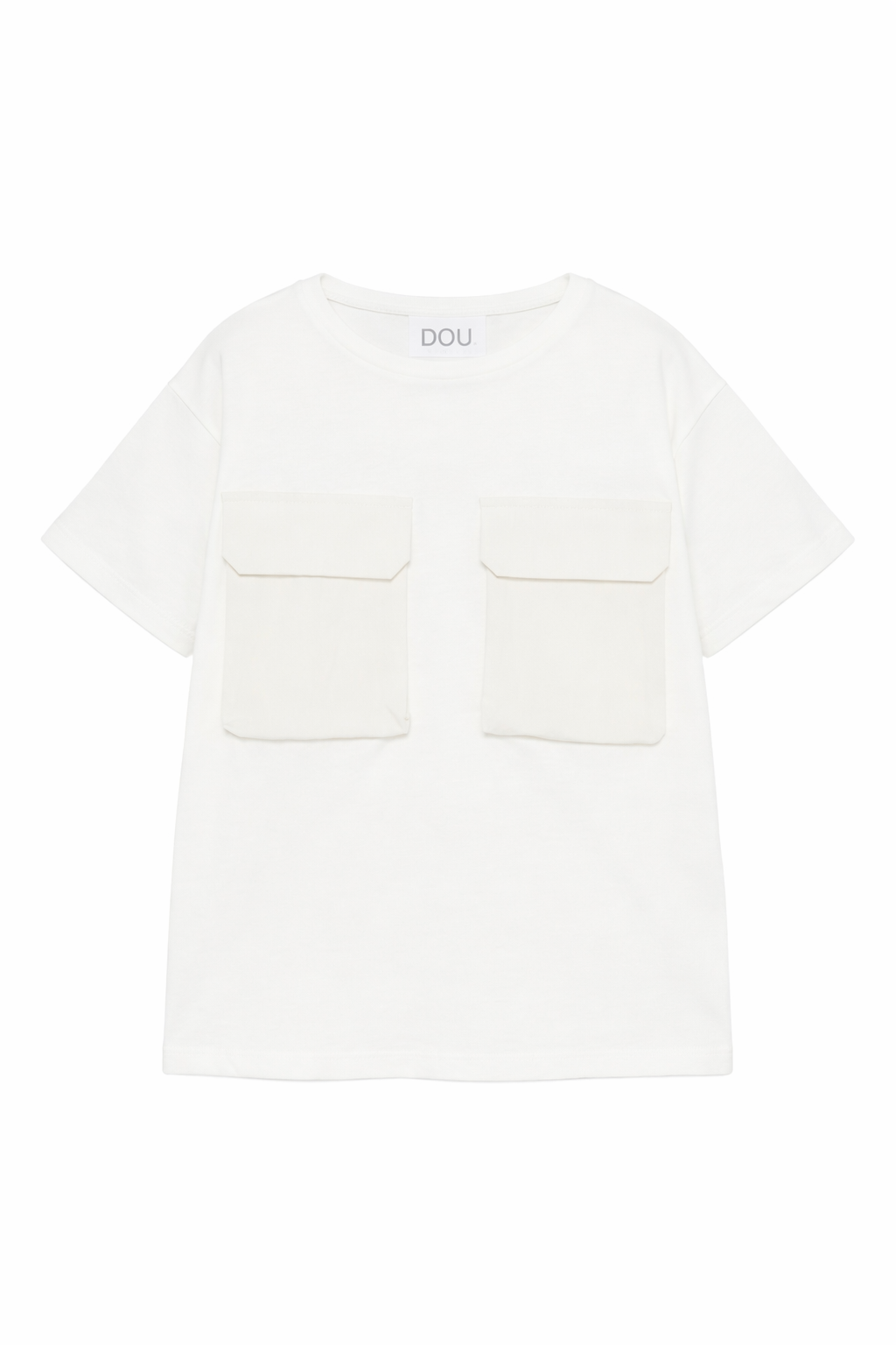T-shirt per bambino Douuod Kids bianca con tasche sul davanti DY8P41 Z3708 101 DOUUOD 