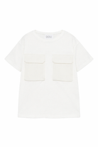 T-shirt per bambino Douuod Kids bianca con tasche sul davanti DY8P41 Z3708 101 DOUUOD 